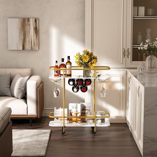 Drinks Trolley on Wheels Gold