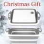 Washing Up Bowl with Integrated Chopping Board 3 in 1 Foldable Vegetable Basket, Basin Tub with Drain, Silicone Cutting Board & Multifunctional Dish Tub for Kitchen and Camping, Grey Image 5