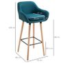 Scandinavian Design Bar Stools - Set of 2 Bar Stools with High Comfort, Footrests, and Armrests - Solid Wood Blue Linen Image 3