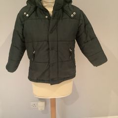 Boys dark green padded jacket with hood
