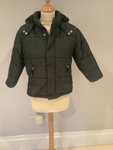 Boys dark green padded jacket with hood