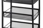 NEW SALE | 4-Tier Storage Trolley Cart, Kitchen Storage Wagon, Rolling Kitchen Shelving Unit on Wheels Mobile Slit Cart with Wooden Tabletop