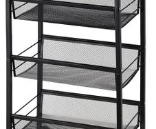 NEW SALE | 4-Tier Storage Trolley Cart, Kitchen Storage Wagon, Rolling Kitchen Shelving Unit on Wheels Mobile Slit Cart with Wooden Tabletop