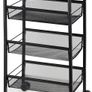 NEW SALE | Kitchen Cart on Wheels, 4 Tier Kitchen Storage Cart, Mesh Snack Cart Organizer with Lockable Wheels, Wood Look Top and Metal Frame for Kitchen Image 2