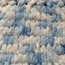 Handknit baby blanket super soft chenille yarn baby blue and white mix. Image 6