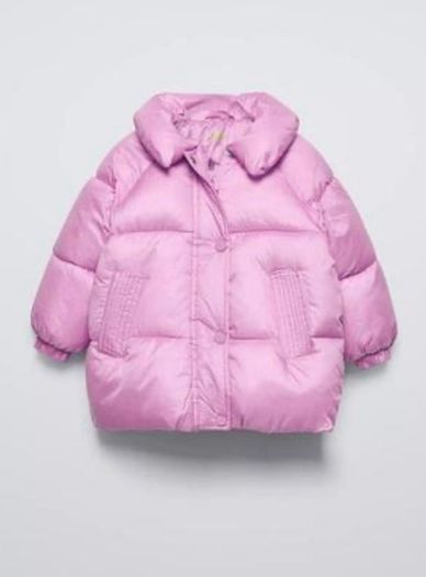 Zara girls pink, water-repellent kids' puffer jacket Age 4 EUC