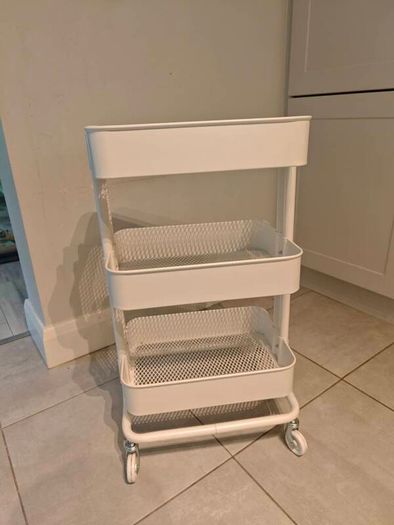 White 3-Tier Utility Cart - IKEA RASKOG Style - Mint Condition