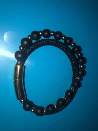 Mens Bracelet black and gold brand new