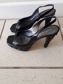 Black Designer Gianvito Rossi Jewelled Heels