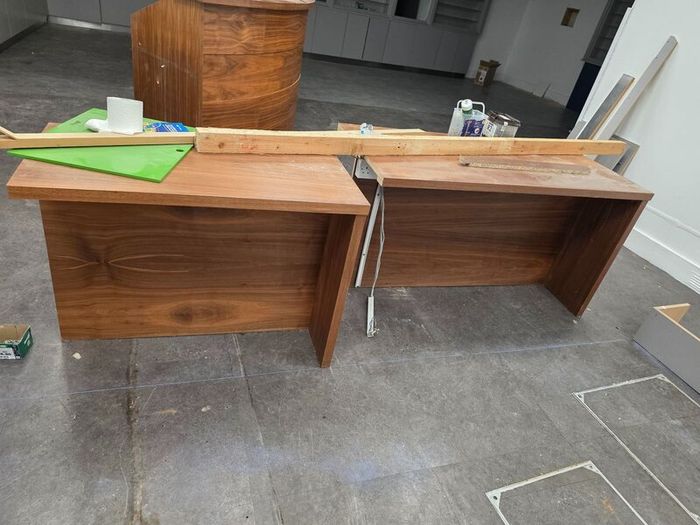 Large Curved Wooden Reception Desk / Shop Counter