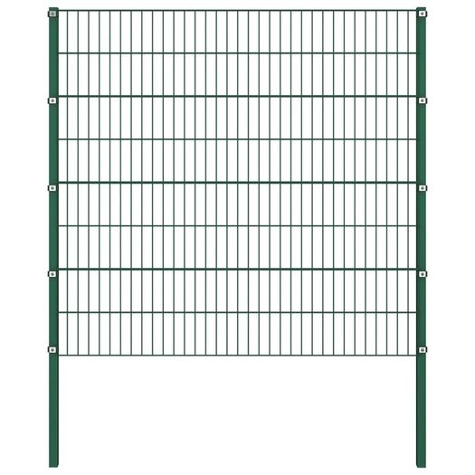 Fence Panel with Posts Iron 6.8x1.6 m Green