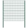 Fence Panel with Posts Iron 5.1x1.6 m Green Image 2