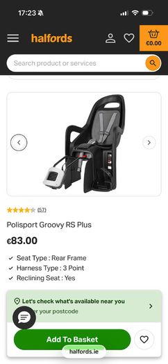Polisport Groovy RS Plus Child Bike seat
