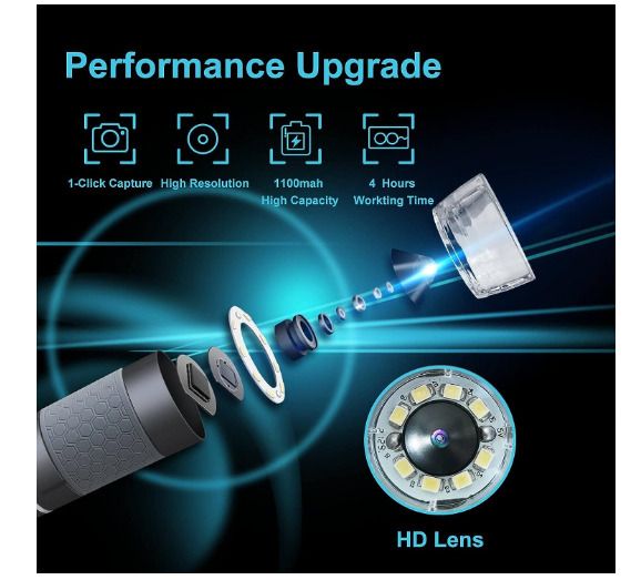 4K WiFi Microscope for iPhone Android PC, 50-1000X USB Digital Microscope Wireless Super HD Endoscope Camera Compatible with All Cellphones iPad Android Tablet Windows Mac