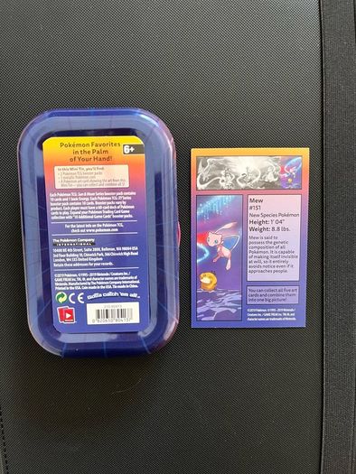 Pokemon Empty Mini Tins Pair Kanto Power Mew & Mewtwo + Matching Art Cards