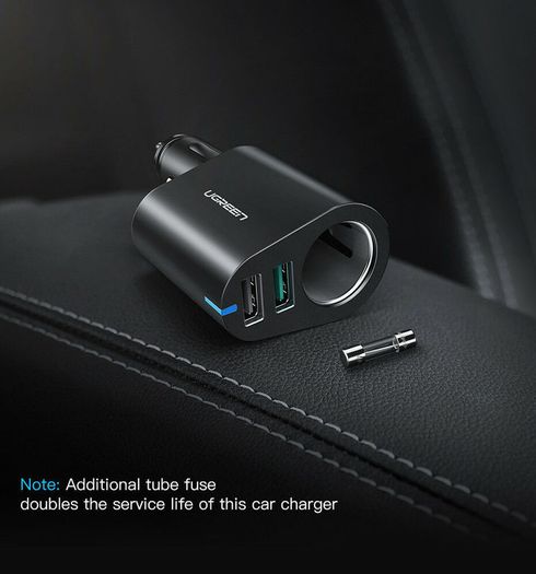 Ugreen QC 3.0 Car Quick Charger Adapter Car Cigarette Lighter Splitter 60W Dual USB (Brand New/Warranty)