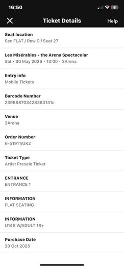 Les Miserables  ticket