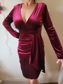 Burgundy Velvet Mini Dress