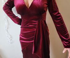Burgundy Velvet Mini Dress