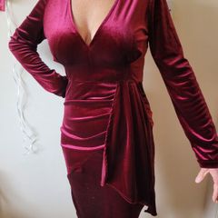 Burgundy Velvet Mini Dress