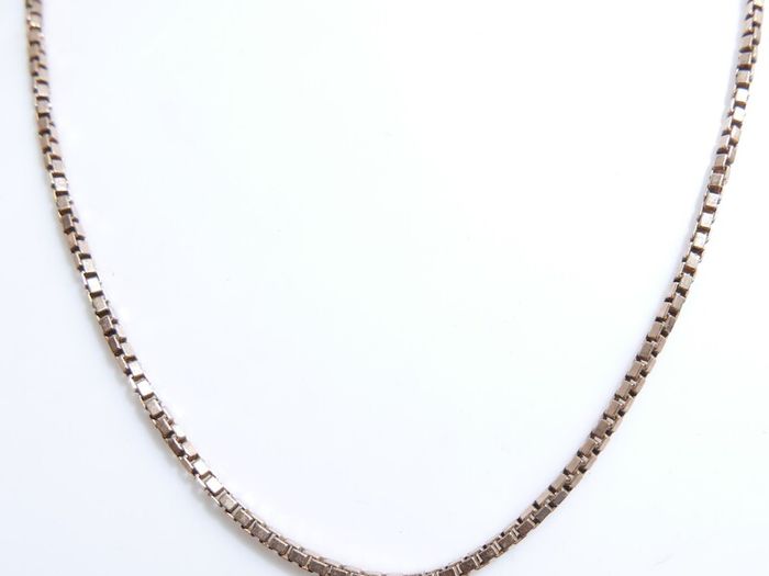 Vintage Square Box Link 9ct Rose Gold 375 Necklace L-17" - 7,27g