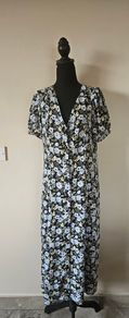 Floral print tie waist midi dress