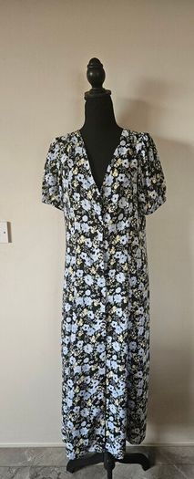 Floral print tie waist midi dress