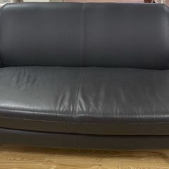 Black leather sofa