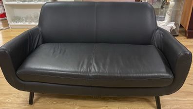 Black leather sofa