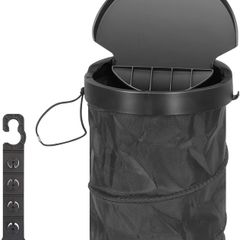Foldable Car Trash Can, Hanging Car Trash Bin with Lid, Leak-Proof Waterproof Washable Garbage Storage Bag Multifunctional Portable Trash Can Bin with Hanging Hook for Cars/Vehicle/Truck