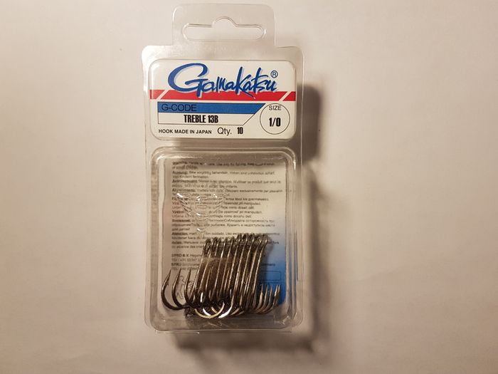 NEW - Pack of 10pcs GAMAKATSU Trebles Model 13B Size 1/0 - Pike Perch Trout Salmon Bass Cod Pollock Ling Mackerel Sea Deadbait Spinning Trolling