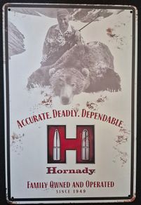 HORNADY AMMUNITION, vintage style metal sign .