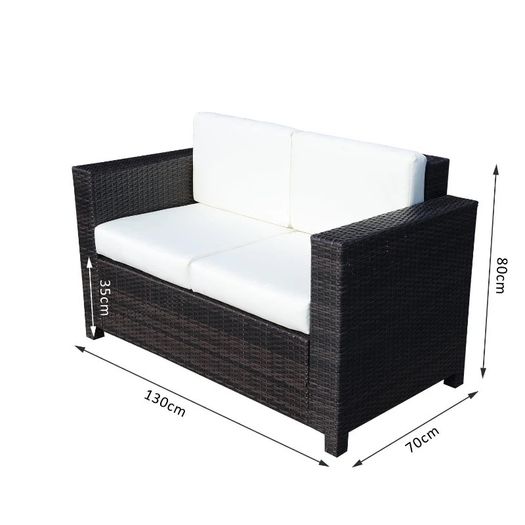Wicker 2 Seater Rattan Sofa Outdoor Garden Wicker Weave Furniture Patio 2-Seater Double Couch Loveseat (FREE SHIPPING)