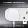 Masterplug Four Socket Extension Lead, 5 Metre Cable, Unswitched, 4-Way Plug Extension Cable, Power Strip, Basic Power, White, 13A, 4G, 5m, BFG5N Image 2