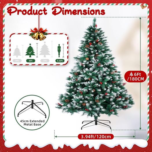 Artificial Christmas Tree, 6FT Holiday Xmas Tree 1400 Branch Tips,