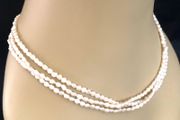 Vintage Rice Pearl Necklace: Triple Strand