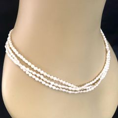 Vintage Rice Pearl Necklace: Triple Strand