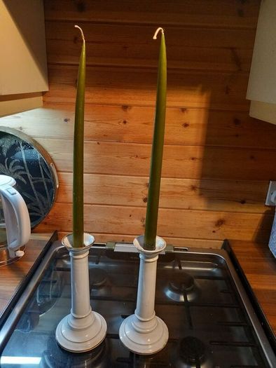 1980s vintage Limoges France candlesticks, w/ candles, D18