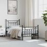 Metal Bed Frame without Mattress with Footboard Black 90x200cm Image 2