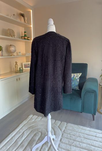 Elegant Black Sequins long Blazer. Size Medium UK 10-12 / EU 38-40