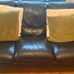 Black Leather Couch & Armchair