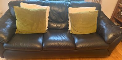 Black Leather Couch & Armchair