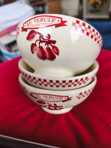 set of three Au Verger de grand mere jam or dip bowls