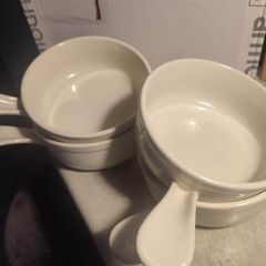 Set Of 4 Large Bowls With Handles By Meadows & Byrne Stoneware Dishwasher, Oven & Microwave Safe