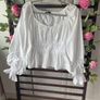 Bershka white 100% cotton long sleeve top medium Image 2