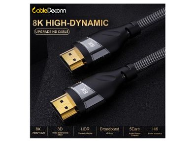 CableDeconn 5M Premium HDMI 2.1 UHD/3D 8K (7680x4320@60Hz) 48Gbps (Nylon Braided/Gold Plated) Cable (Brand New/Warranty)