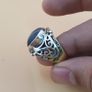 Vintage Brass & Suliemani Eye Agate With Silver Inlay Desgin Ring Image 2
