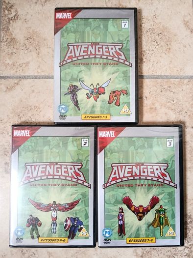 Set of 3 DVDs Classic Marvel - The Avengers: United They Stand 1999 Episodes 1-9 NEW