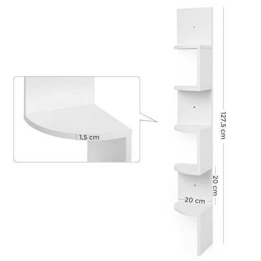 New 5 Tier Corner Shelf Floating Wall Shelves (White) - FREE P&P