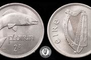 [#2373] - Ireland 1959 | Irish 2s | Irish Florin | Salmon | KM.15a | MS | Mint State